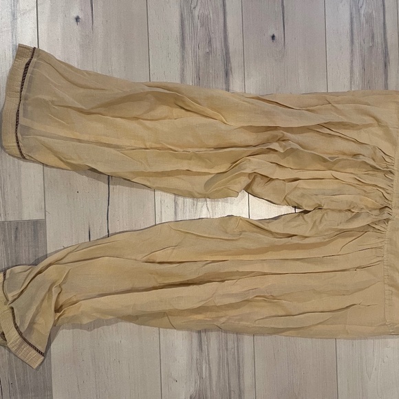 Women’s Indian 2 Piece Cream Cotton Top & Pants w Matching - Picture 2 of 11